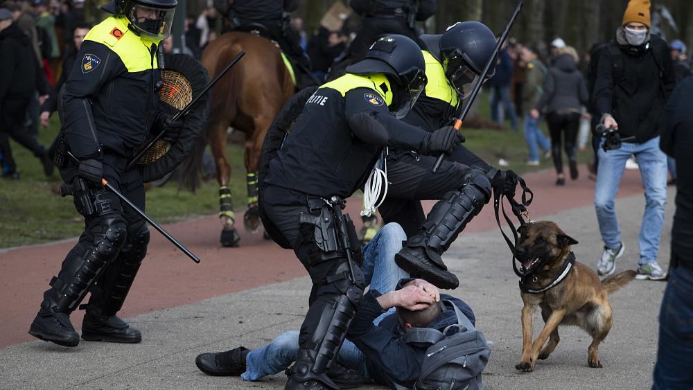 Dutch police break up anti-government protest ahead of election