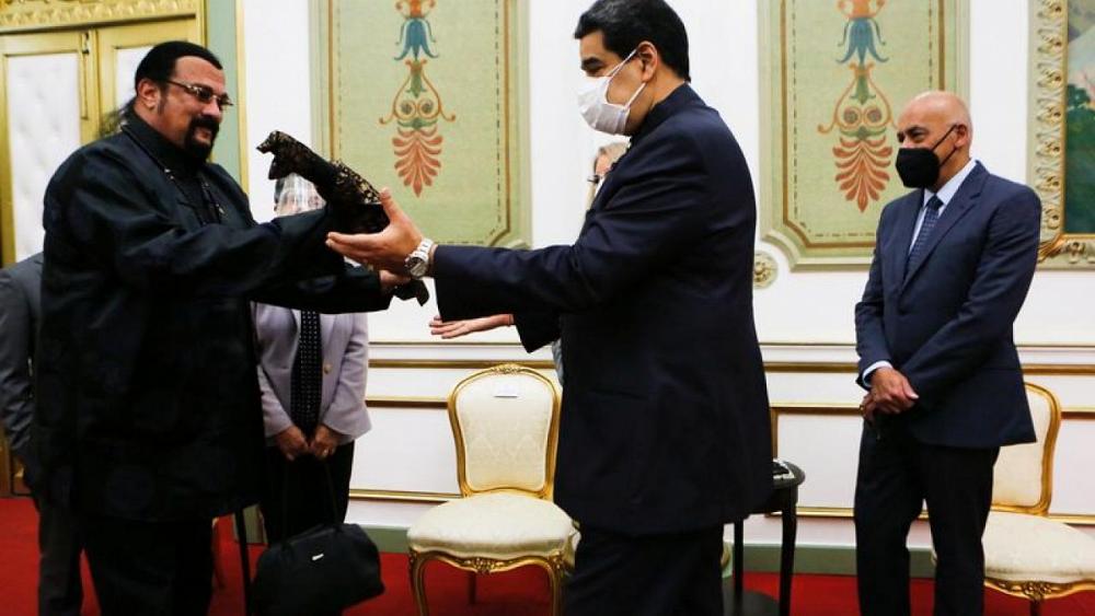 Venezuela's Maduro receives samurai sword gift from actor Steven Seagal
