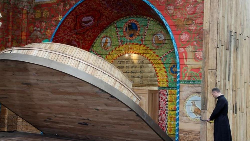 Ukraine unveils folding 'pop-up book' synagogue at site of Babyn Yar massacre