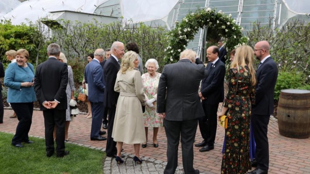 Britain's Queen Elizabeth hosts Biden at G7 reception
